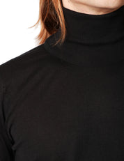 MAGLIA UOMO ALPHA STUDIO NERA DOLCEVITA IN MISTO SETA E CASHMERE
