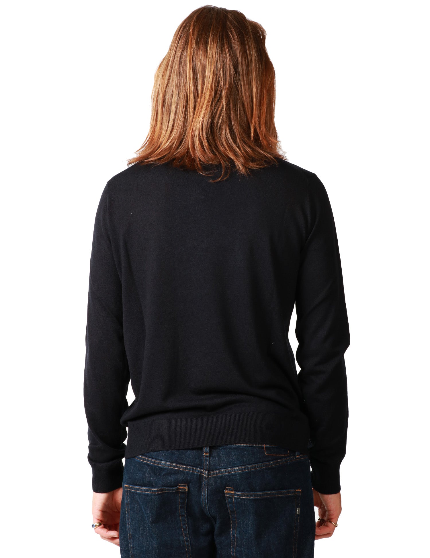 MAGLIA POLO UOMO ALPHA STUDIO BLU NOTTE A MANICA LUNGA IN MISTO CASHMERE E SETA