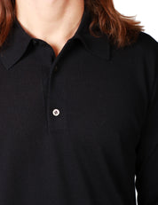 MAGLIA POLO UOMO ALPHA STUDIO BLU NOTTE A MANICA LUNGA IN MISTO CASHMERE E SETA