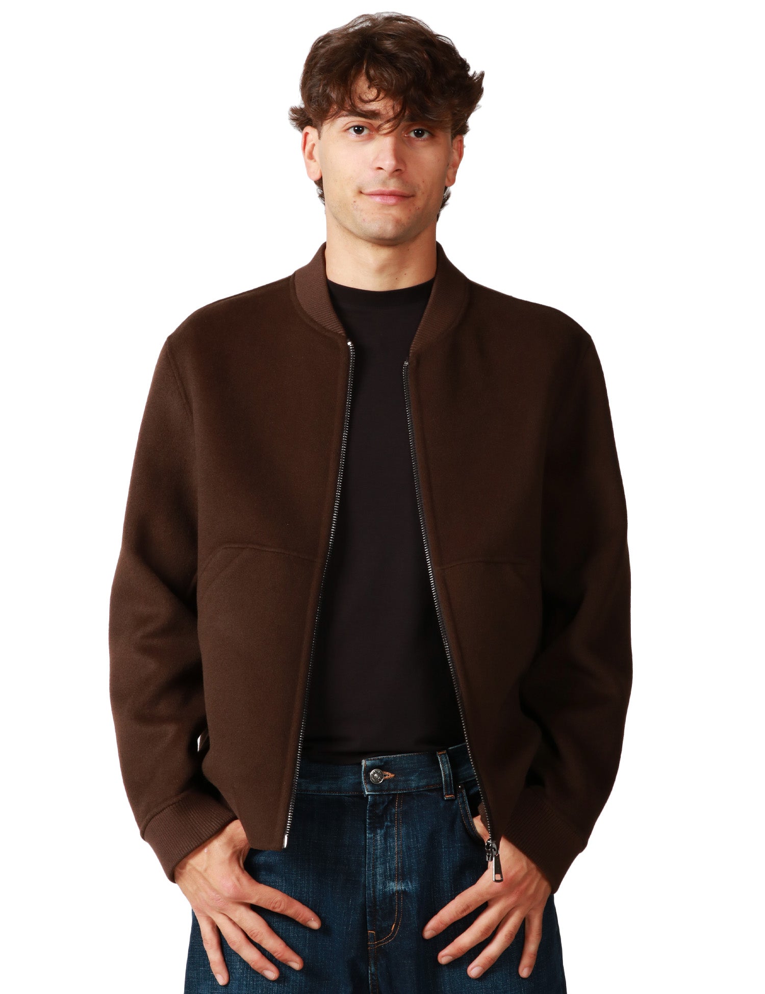 GIACCA BOMBER UOMO AMARANTO MORO IN LANA CON ZIP
