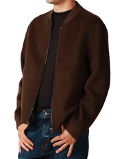 GIACCA BOMBER UOMO AMARANTO MORO IN LANA CON ZIP