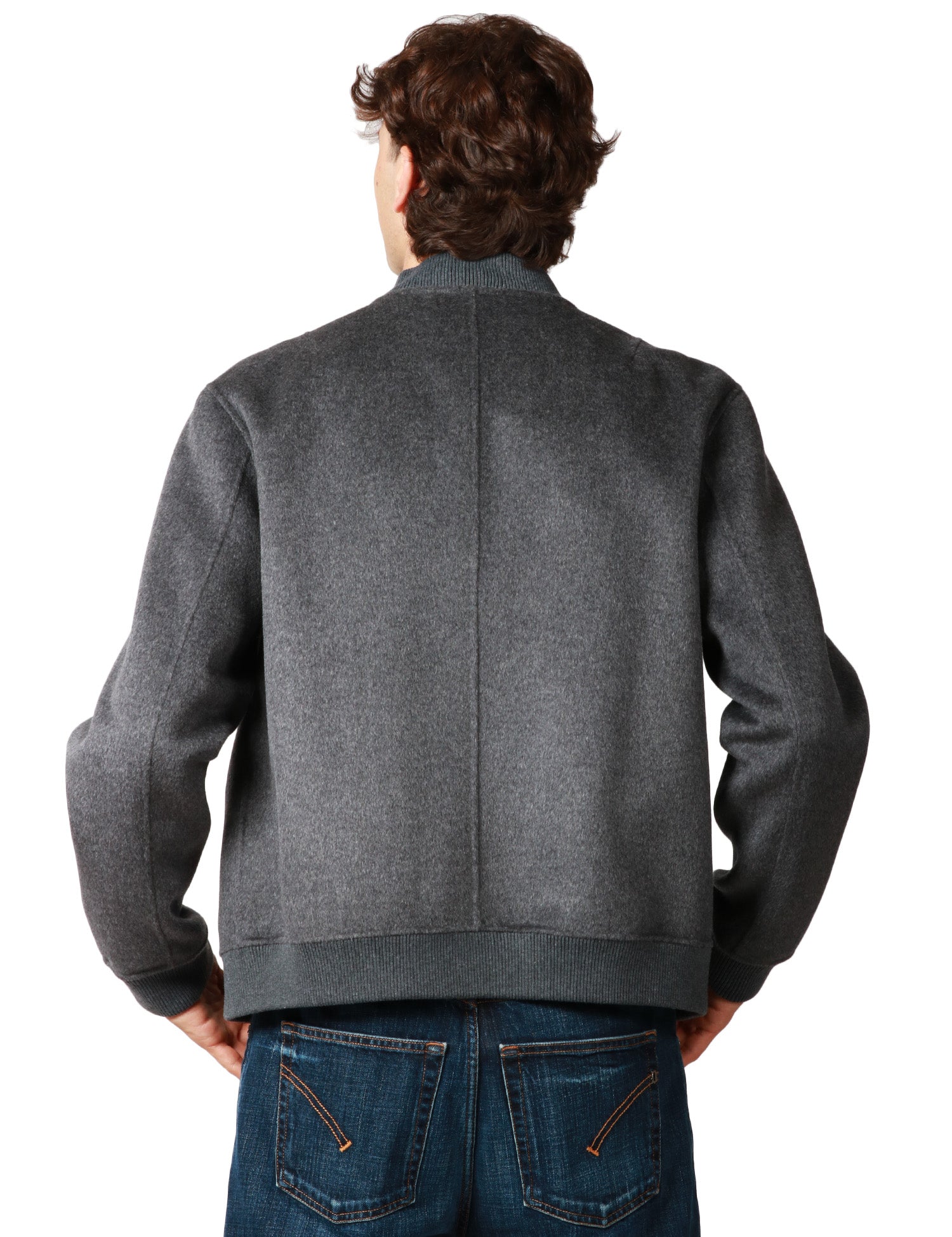 GIACCA BOMBER UOMO AMARANTO ANTRACITE IN LANA CON ZIP METALLICA