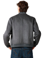 GIACCA BOMBER UOMO AMARANTO ANTRACITE IN LANA CON ZIP METALLICA