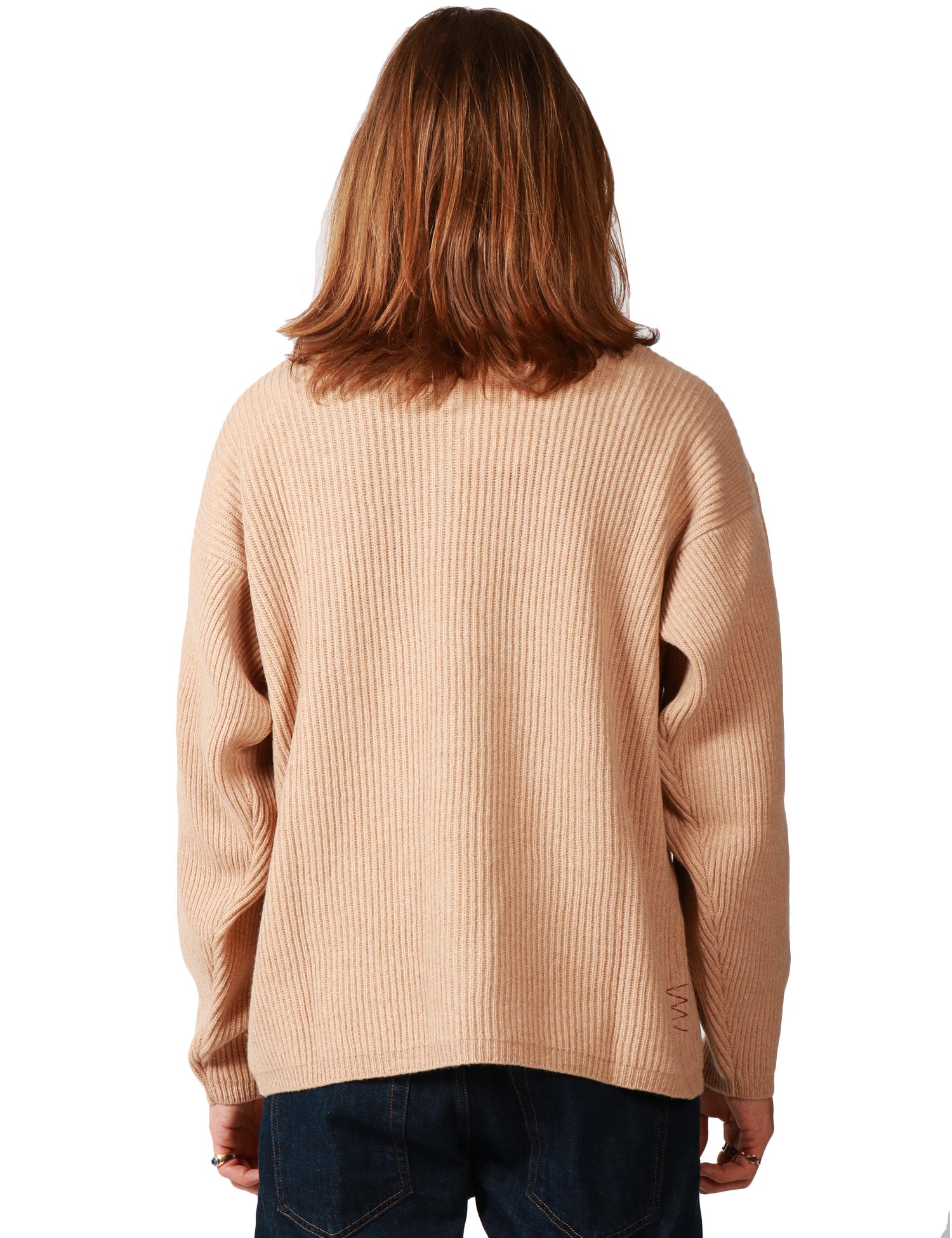 CARDIGAN UOMO AMARANTO BEIGE IN MAGLIA DI LANA A COSTE CON COLLETTO E BOTTONI