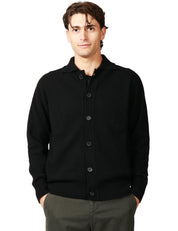 CARDIGAN UOMO AMARANTO NERO CON COLLETTO E ABBOTTONATURA CENTRALE