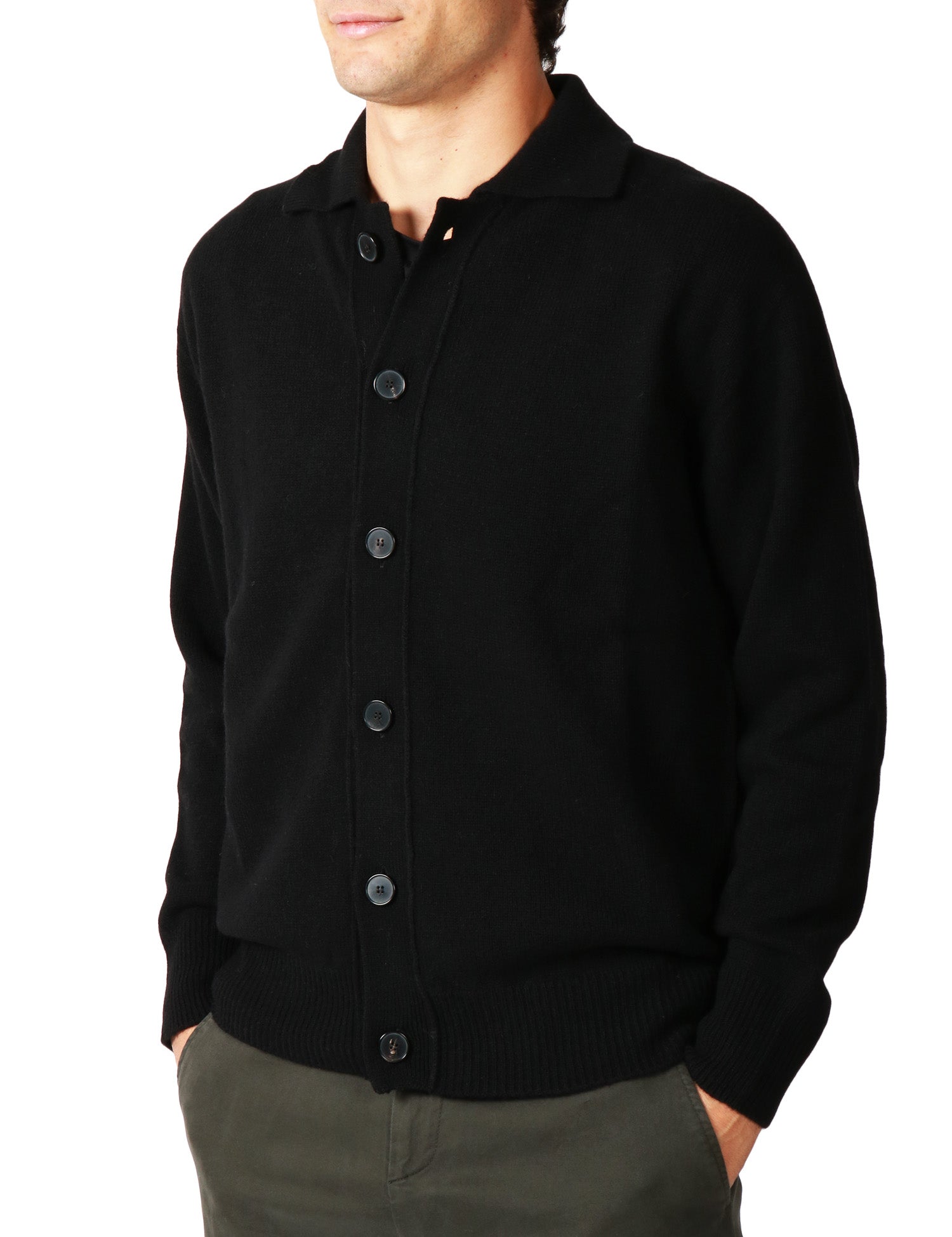 CARDIGAN UOMO AMARANTO NERO CON COLLETTO E ABBOTTONATURA CENTRALE