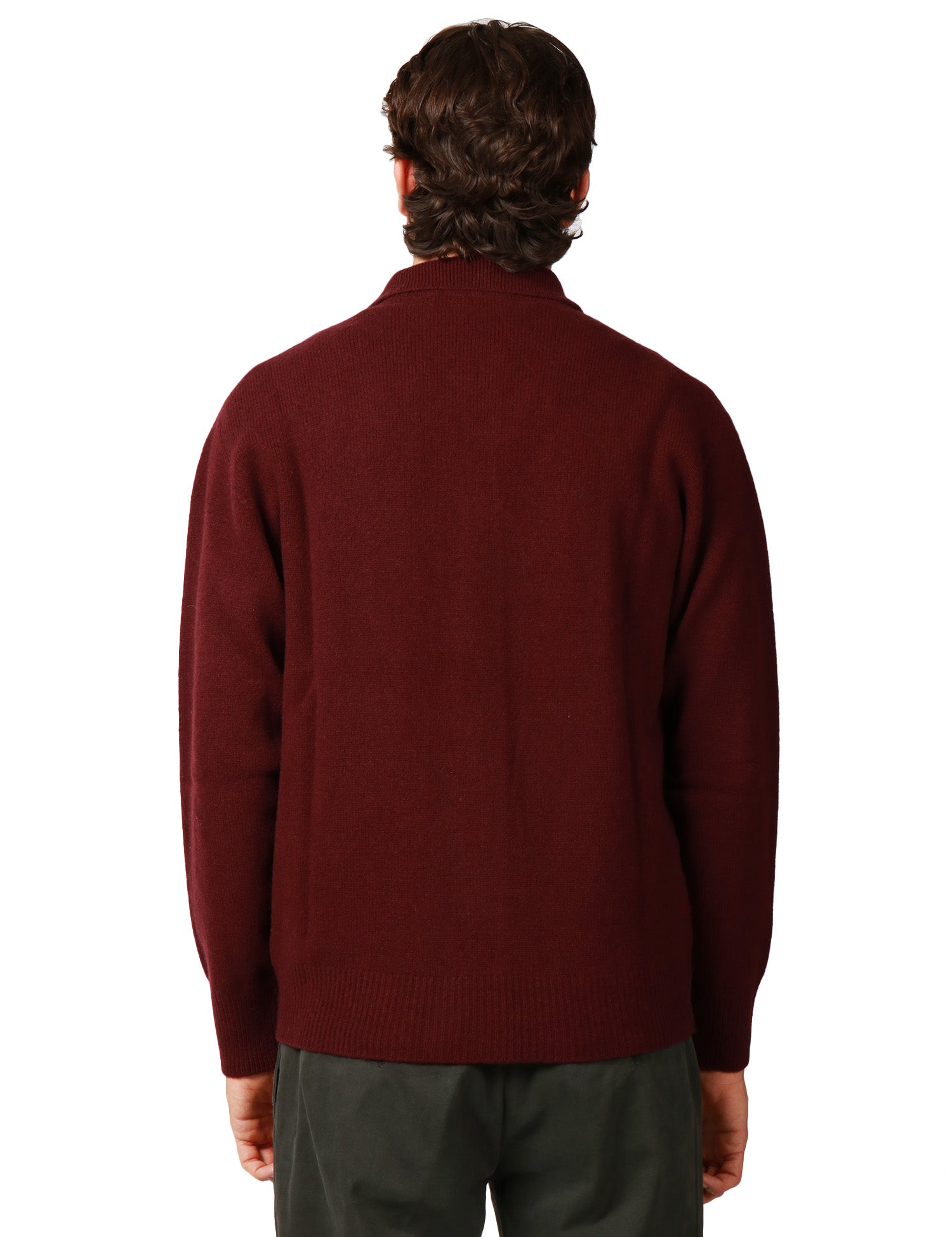 CARDIGAN UOMO AMARANTO MELANZANA CON COLLETTO E ABBOTTONATURA CENTRALE