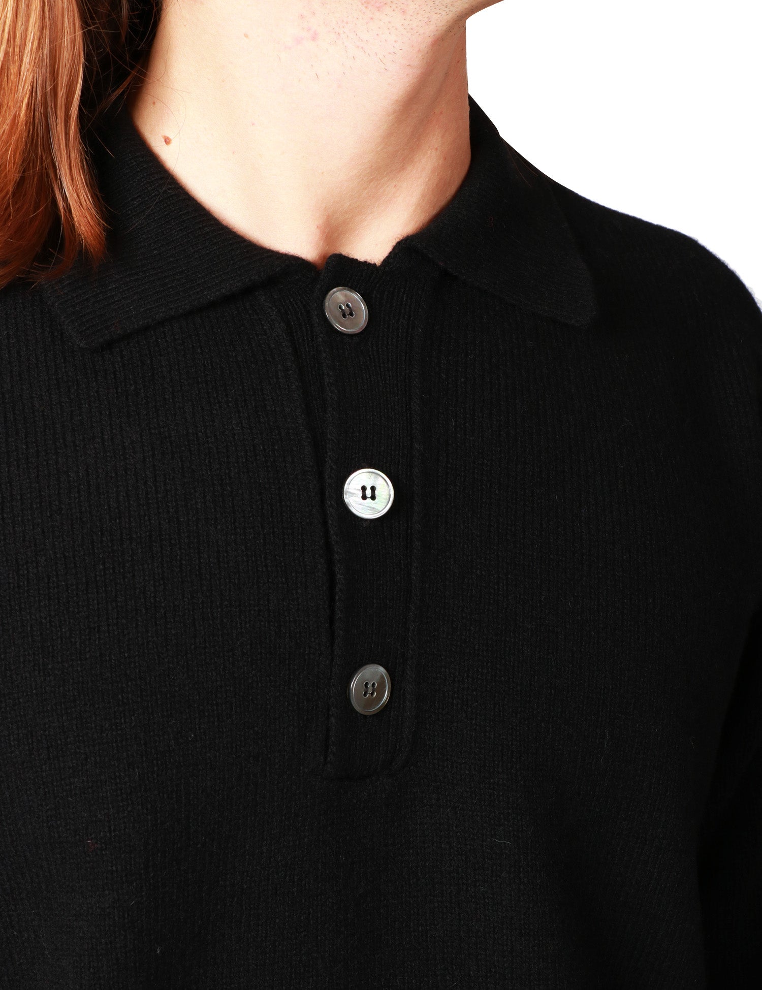 POLO UOMO AMARANTO NERA A MANICA LUNGA IN MAGLIA CON TRE BOTTONI