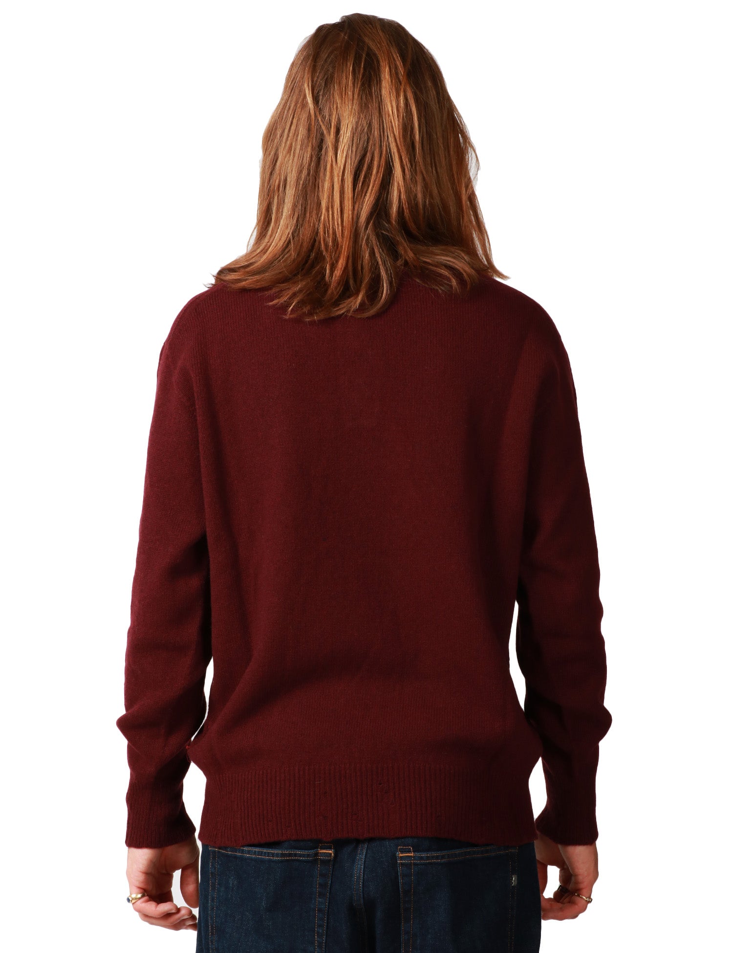 MAGLIA POLO UOMO AMARANTO MELANZANA IN LANA CON TRE BOTTONI E ROTTURE SUI FONDI
