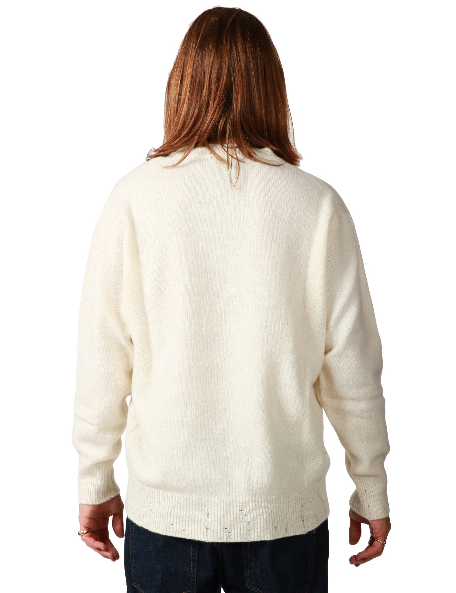 MAGLIA UOMO AMARANTO PANNA GIROCOLLO IN MISTO LANA E CASMERE CON MICROROTTURE SUI FONDI