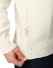 MAGLIA UOMO AMARANTO PANNA GIROCOLLO IN MISTO LANA E CASMERE CON MICROROTTURE SUI FONDI