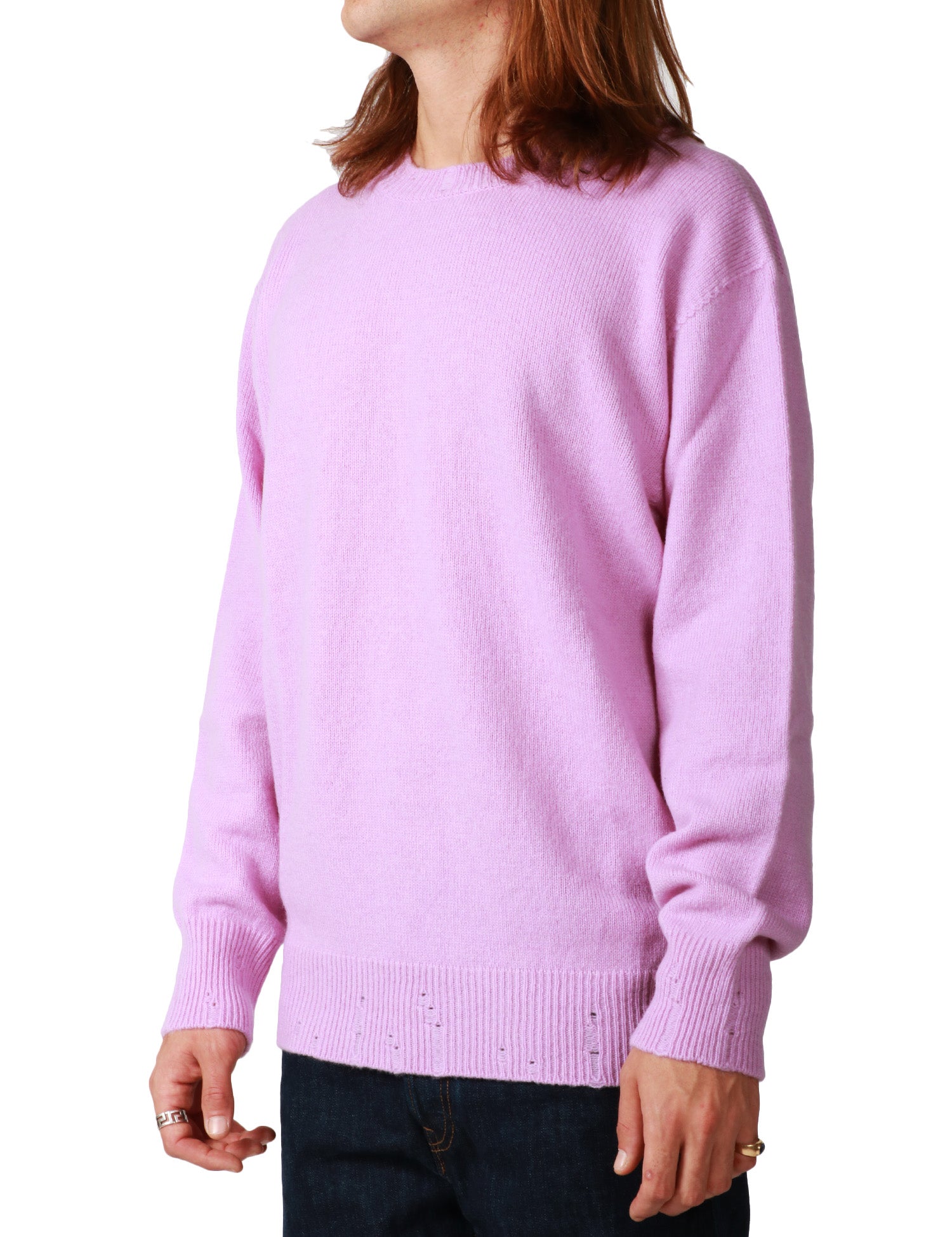 MAGLIA UOMO AMARANTO GLICINE GIROCOLLO IN MISTO LANA E CASHMERE CON MICRO ROTTURE