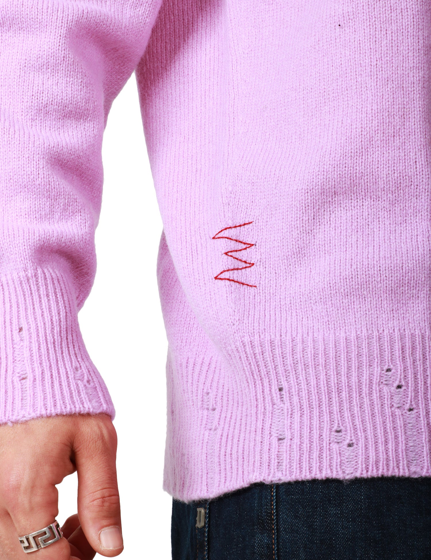 MAGLIA UOMO AMARANTO GLICINE GIROCOLLO IN MISTO LANA E CASHMERE CON MICRO ROTTURE