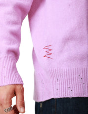 MAGLIA UOMO AMARANTO GLICINE GIROCOLLO IN MISTO LANA E CASHMERE CON MICRO ROTTURE
