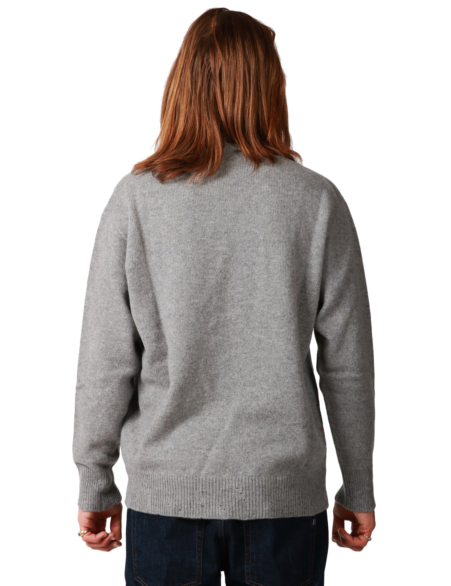 MAGLIA UOMO AMARANTO ALLUMINIO GIROCOLLO IN MISTO LANA E CASHMERE CON MICROROTTURE SUI FONDI