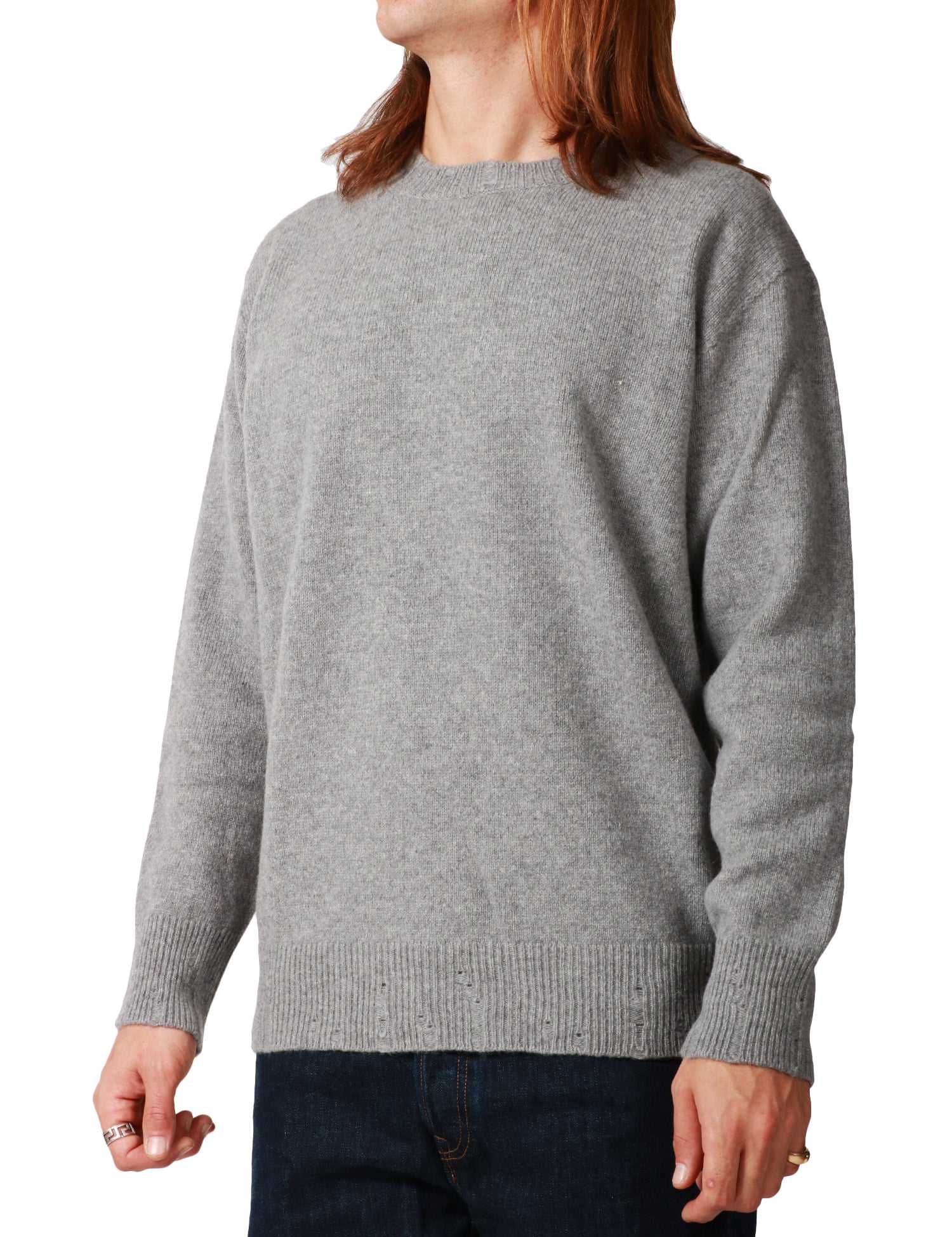MAGLIA UOMO AMARANTO ALLUMINIO GIROCOLLO IN MISTO LANA E CASHMERE CON MICROROTTURE SUI FONDI