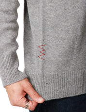 MAGLIA UOMO AMARANTO ALLUMINIO GIROCOLLO IN MISTO LANA E CASHMERE CON MICROROTTURE SUI FONDI