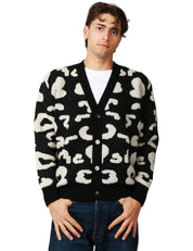 CARDIGAN UOMO AMARANTO NERO E BIANCO CON SCOLLO A V