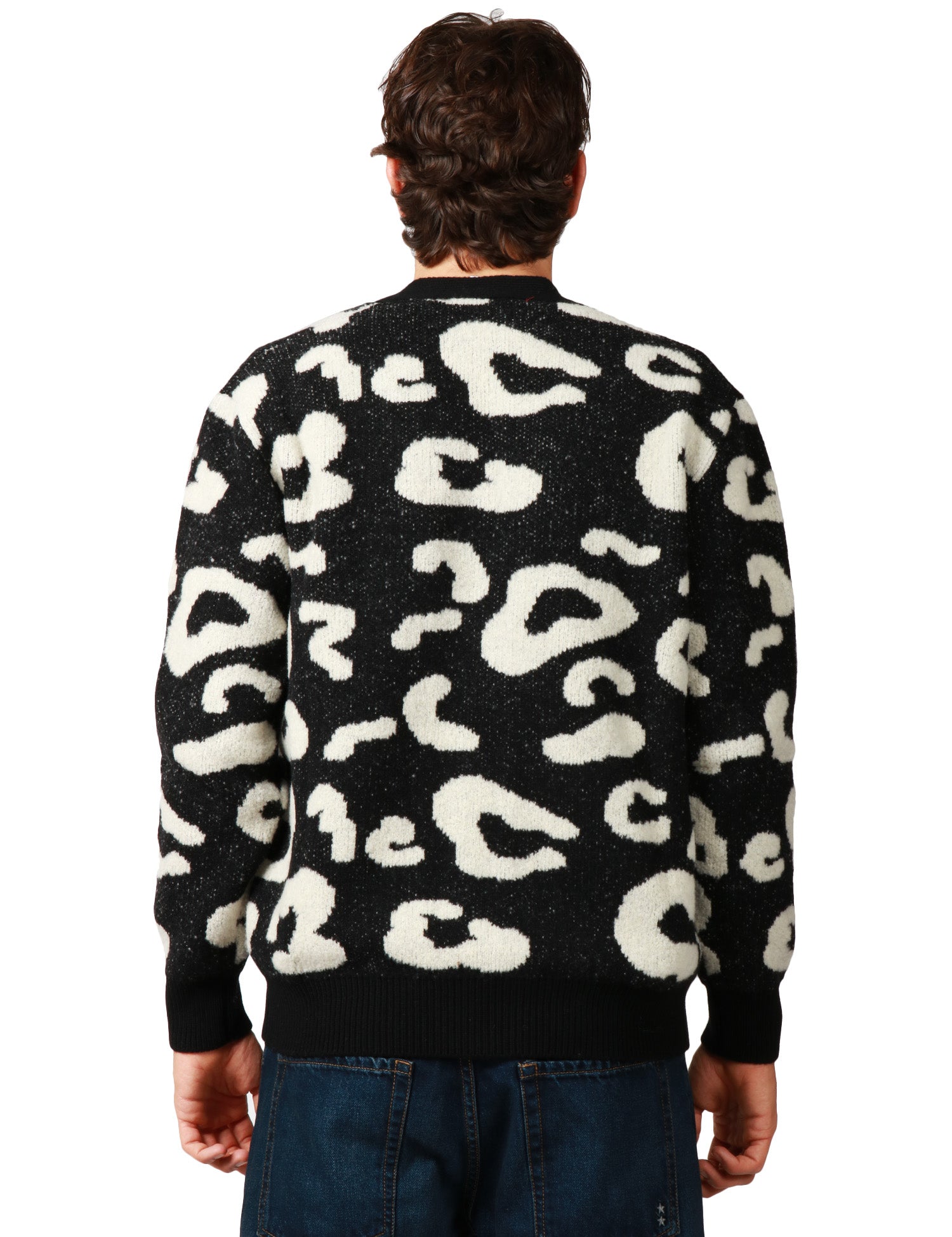 CARDIGAN UOMO AMARANTO NERO E BIANCO CON SCOLLO A V