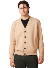 CARDIGAN UOMO AMARANTO BEIGE CON MICROROTTURE SU POLSI E ORLO