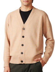 CARDIGAN UOMO AMARANTO BEIGE CON MICROROTTURE SU POLSI E ORLO