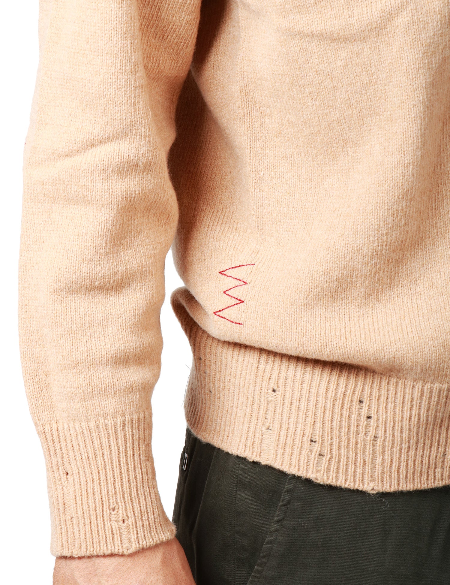 CARDIGAN UOMO AMARANTO BEIGE CON MICROROTTURE SU POLSI E ORLO