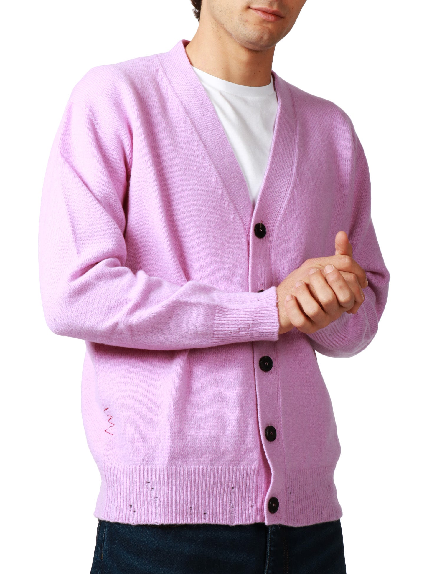CARDIGAN UOMO AMARANTO GLICINE CON SCOLLO A V E MICROROTTURE SUL FONDO
