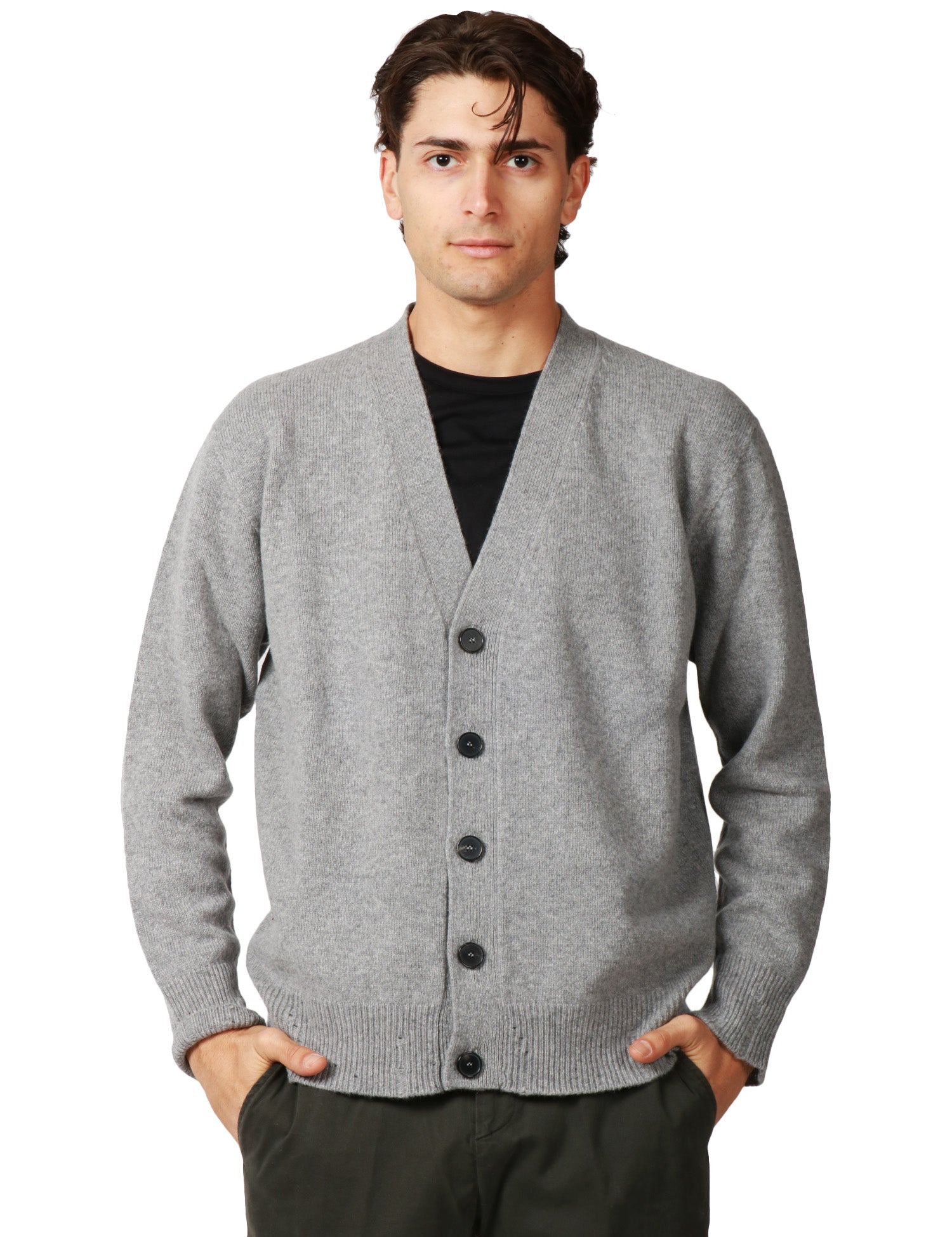 CARDIGAN UOMO AMARANTO GRIGIO CON SCOLLO A V E MICROROTTURE SUI FONDI