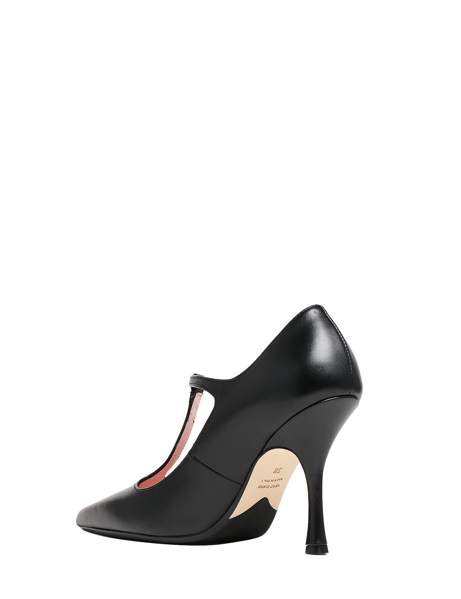 SCARPA DONNA ANNA F. NERA IN PELLE CON CINTURINO E TACCO 9