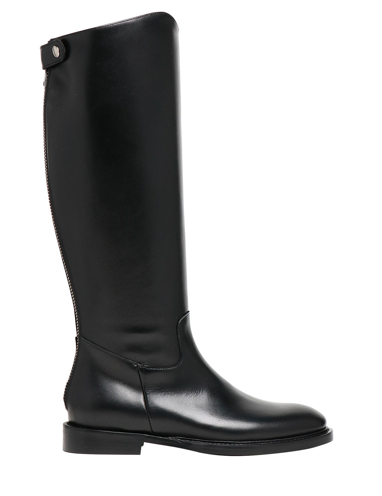 STIVALE DONNA ANNA F. NERO IN PELLE CON ZIP DIETRO E TACCO QUADRATO 2 CM