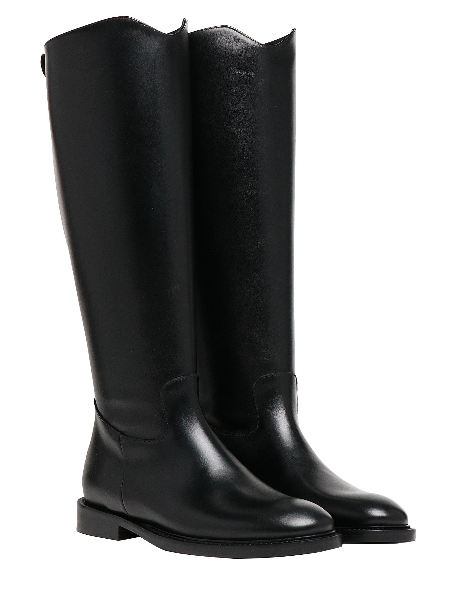 STIVALE DONNA ANNA F. NERO IN PELLE CON ZIP DIETRO E TACCO QUADRATO 2 CM