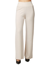 PANTALONE DONNA ANNA MOLINARI GESSO WIDE LEG 100% LANA MERINOS