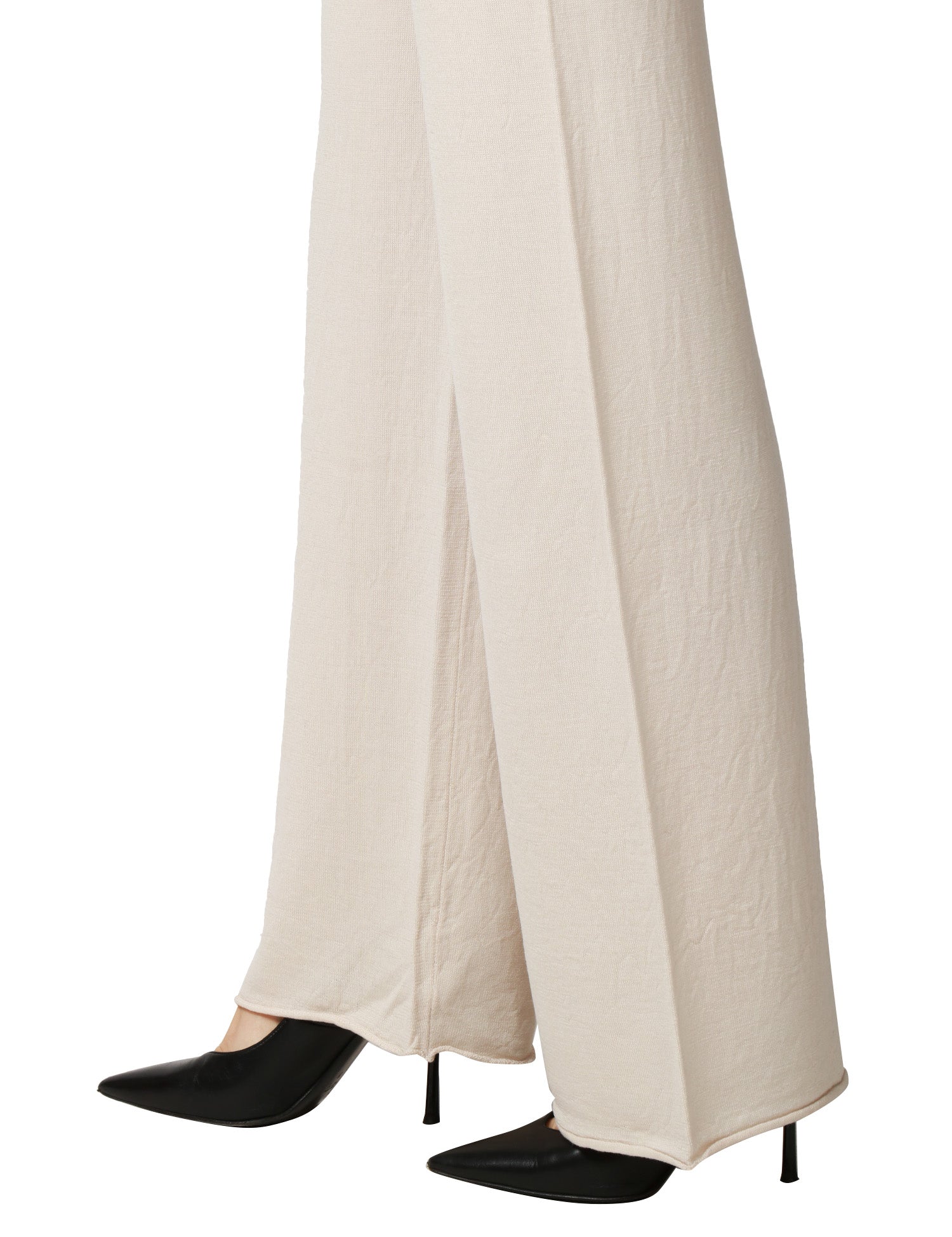 PANTALONE DONNA ANNA MOLINARI GESSO WIDE LEG 100% LANA MERINOS