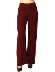 PANTALONE DONNA ANNA MOLINARI VINO WIDE LEG 100% LANA MERINOS