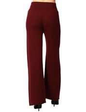 PANTALONE DONNA ANNA MOLINARI VINO WIDE LEG 100% LANA MERINOS