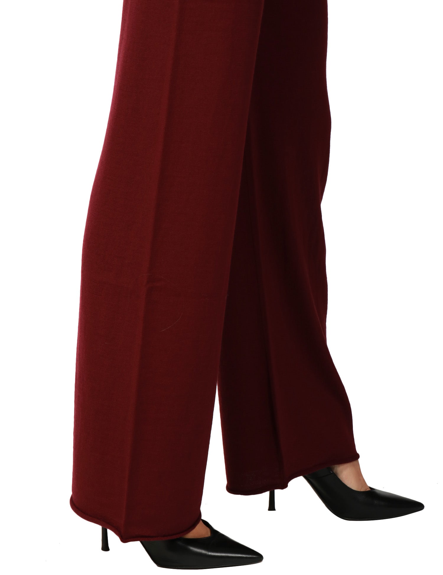 PANTALONE DONNA ANNA MOLINARI VINO WIDE LEG 100% LANA MERINOS