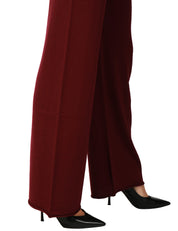 PANTALONE DONNA ANNA MOLINARI VINO WIDE LEG 100% LANA MERINOS