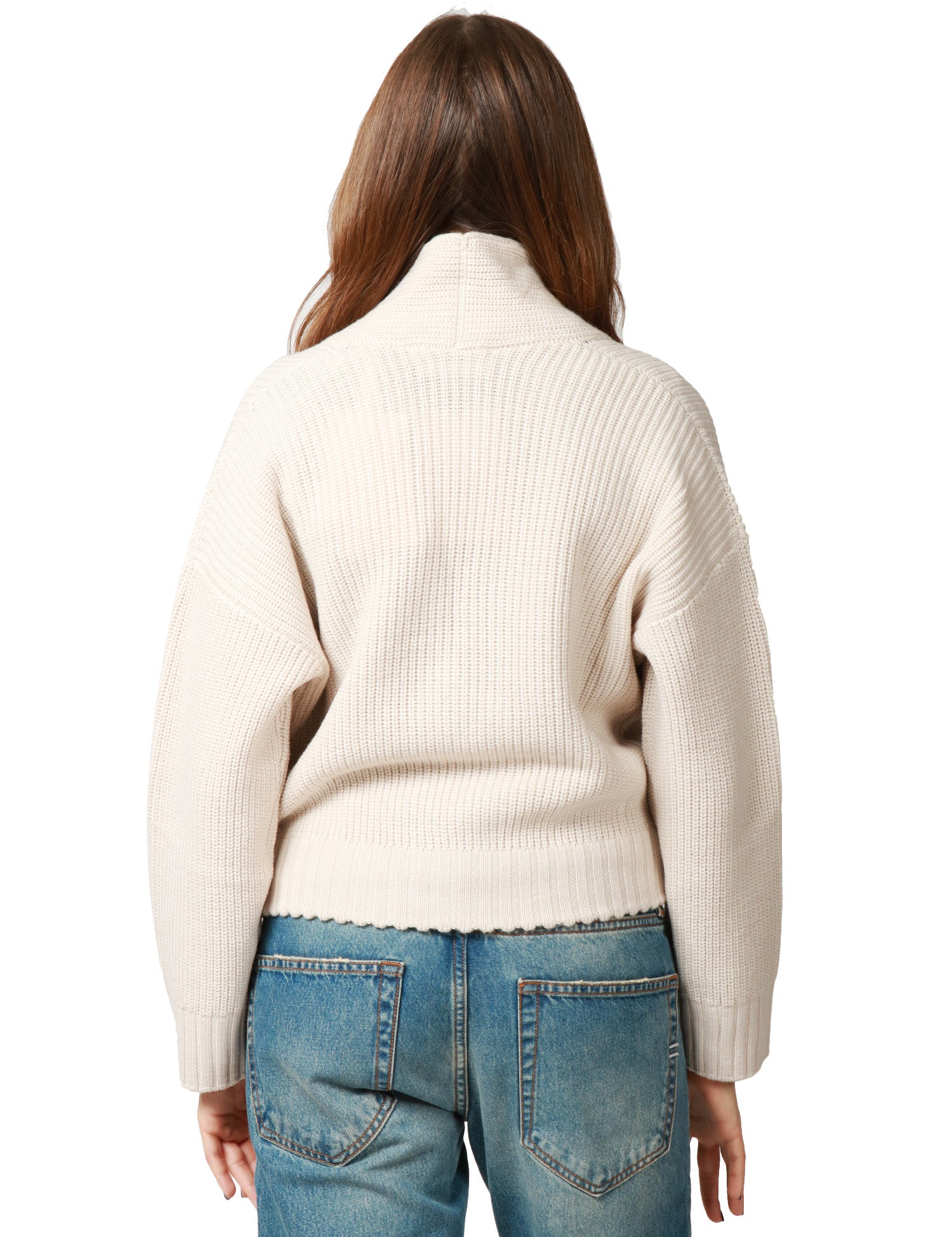 GIACCA BLOUSON DONNA ANNA MOLINARI GESSO IN LANA A COSTA INGLESE CON TASCHE