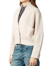 GIACCA BLOUSON DONNA ANNA MOLINARI GESSO IN LANA A COSTA INGLESE CON TASCHE