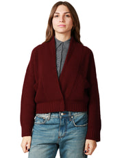 GIACCA BLOUSON DONNA ANNA MOLINARI VINO IN LANA A COSTA INGLESE CON TASCHE