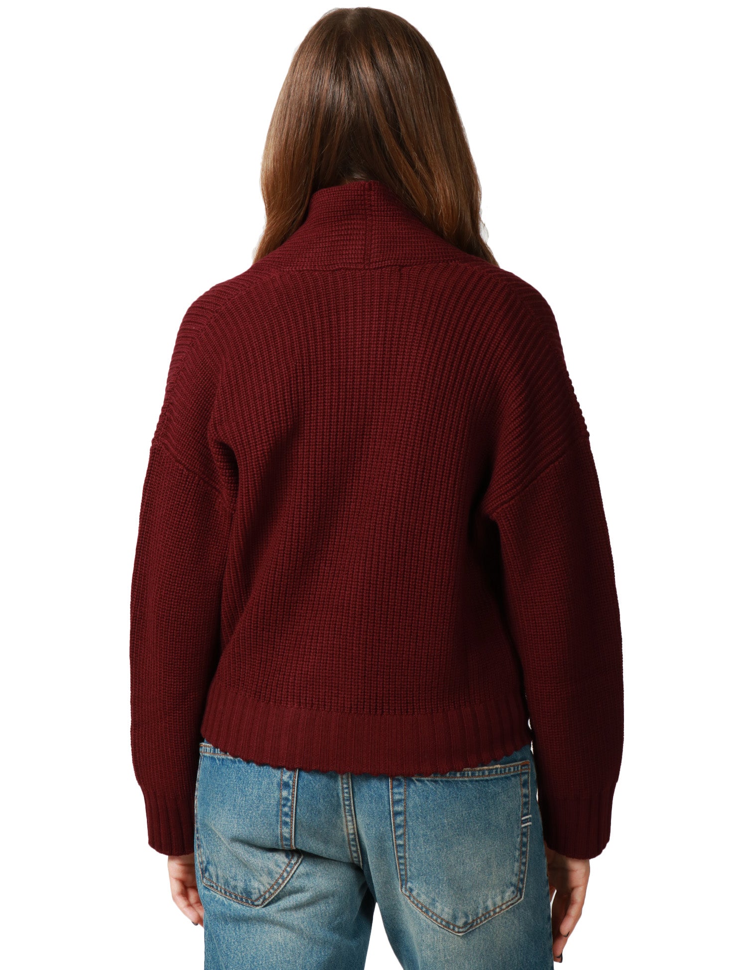 GIACCA BLOUSON DONNA ANNA MOLINARI VINO IN LANA A COSTA INGLESE CON TASCHE