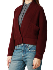 GIACCA BLOUSON DONNA ANNA MOLINARI VINO IN LANA A COSTA INGLESE CON TASCHE