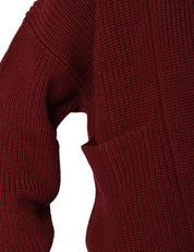 GIACCA BLOUSON DONNA ANNA MOLINARI VINO IN LANA A COSTA INGLESE CON TASCHE