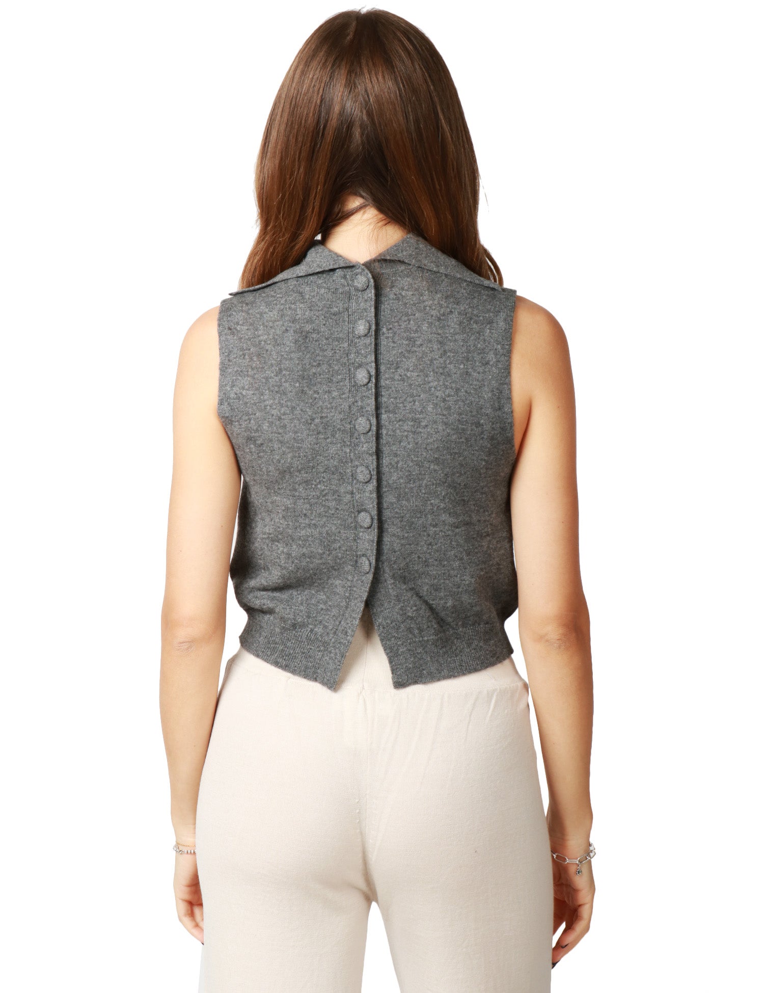 MAGLIA DOLCEVITA DONNA ANNA MOLINARI GRIGIO MEDIO GIROMANICA CON BOTTONI DIETRO