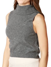 MAGLIA DOLCEVITA DONNA ANNA MOLINARI GRIGIO MEDIO GIROMANICA CON BOTTONI DIETRO