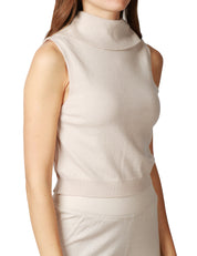 MAGLIA DOLCEVITA DONNA ANNA MOLINARI GESSO SMANICATA CON BOTTONI DIETRO