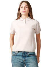 MAGLIA POLO DONNA ANNA MOLINARI GESSO A MEZZA MANICA IN MISTO LANA E CASHMERE