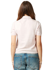 MAGLIA POLO DONNA ANNA MOLINARI GESSO A MEZZA MANICA IN MISTO LANA E CASHMERE