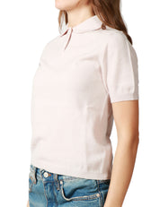 MAGLIA POLO DONNA ANNA MOLINARI GESSO A MEZZA MANICA IN MISTO LANA E CASHMERE