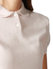 MAGLIA POLO DONNA ANNA MOLINARI GESSO A MEZZA MANICA IN MISTO LANA E CASHMERE